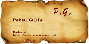 Paksy Gyula névjegykártya